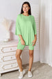  Full Size Soft Rayon Three-Quarter Sleeve Top and Shorts Set Bazaarbey