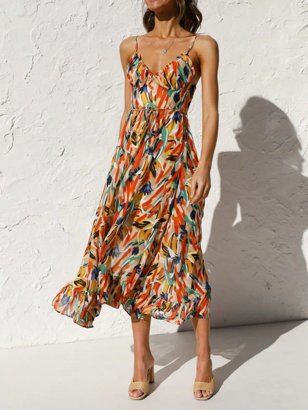 Printed Sleeveless Midi Cami dress -BazaarBey - www.shopbazaarbey.com