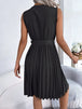 Tied  Sleeveless Pleated Dress -BazaarBey - www.shopbazaarbey.com