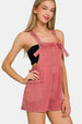  Washed Knot Strap Rompers Trendsi