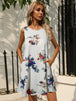 Printed Round Neck Sleeveless Dress with Pockets -BazaarBey - www.shopbazaarbey.com