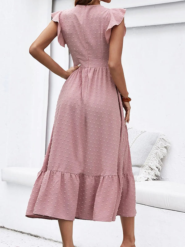  Ruffled Plunge Dress -BazaarBey - www.shopbazaarbey.com