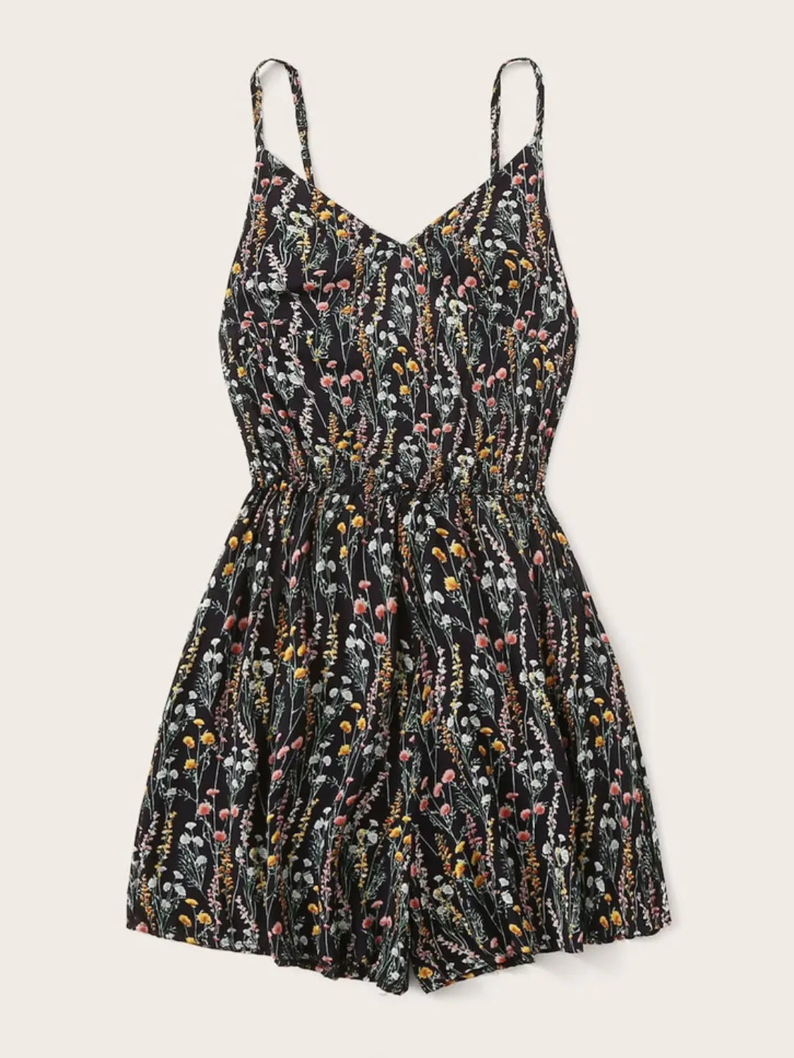 Printed V-Neck Spaghetti Strap Romper Trendsi