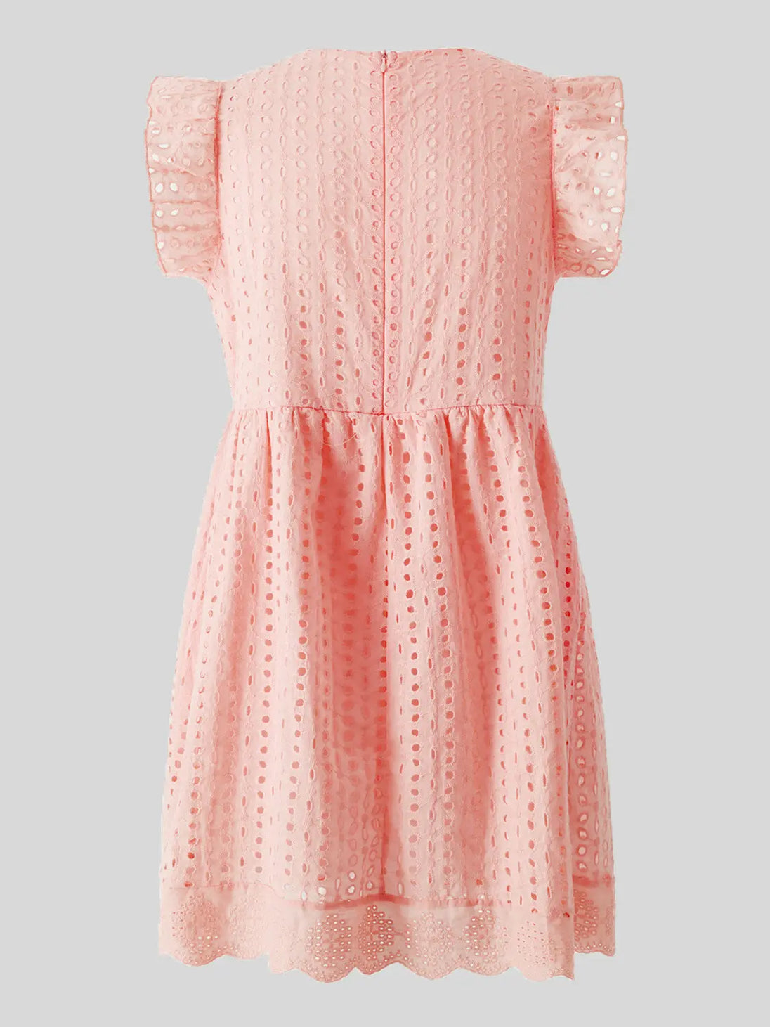 Ruffled Eyelet Cap Sleeve Mini Dress Trendsi