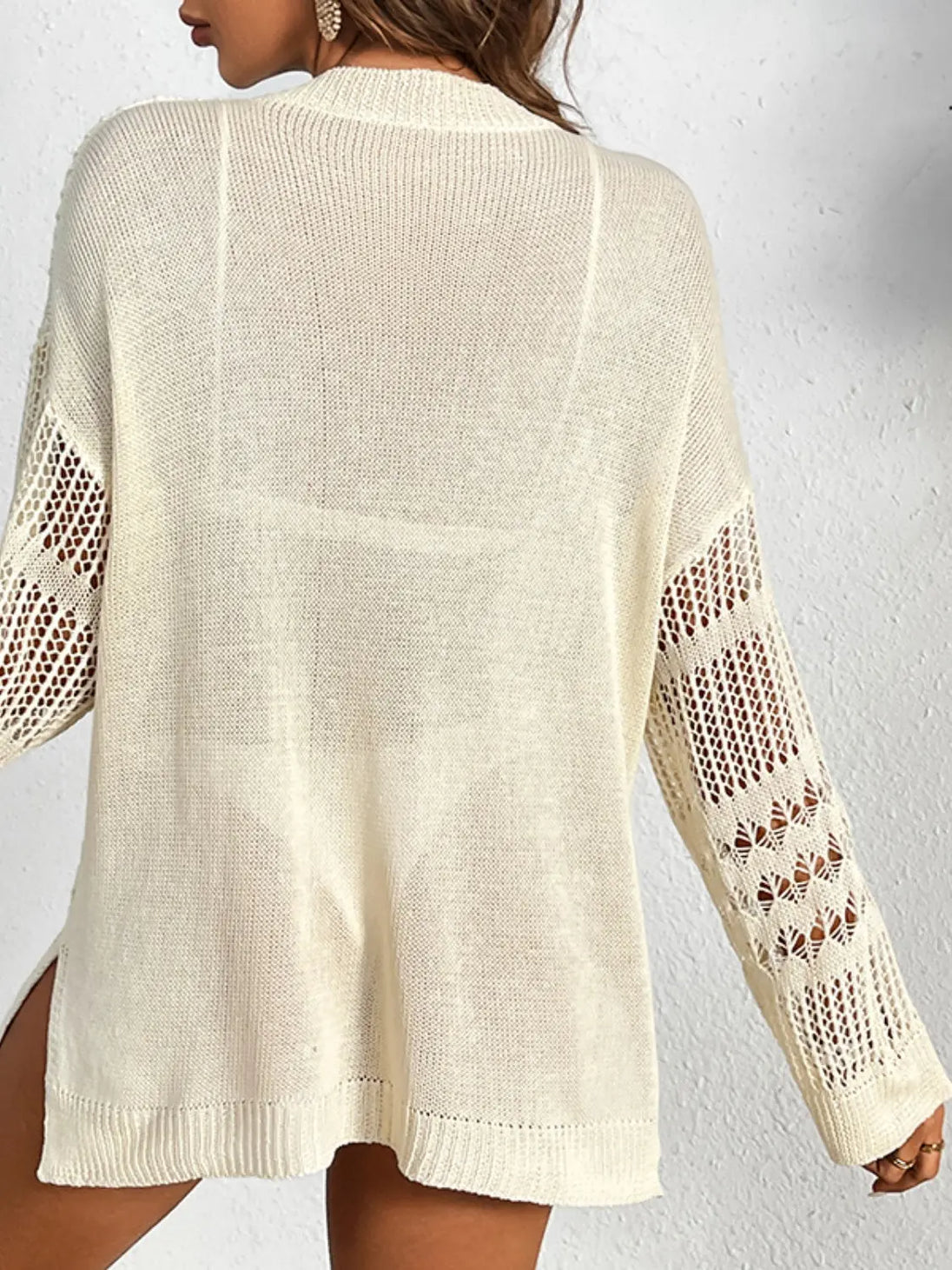  Notched Long Sleeve Cover-Up Trendsi