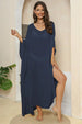 V-Neck Three-Quarter Sleeve Cover-Up Trendsi