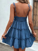 Frill Spaghetti Strap Tiered Dress -BazaarBey - www.shopbazaarbey.com