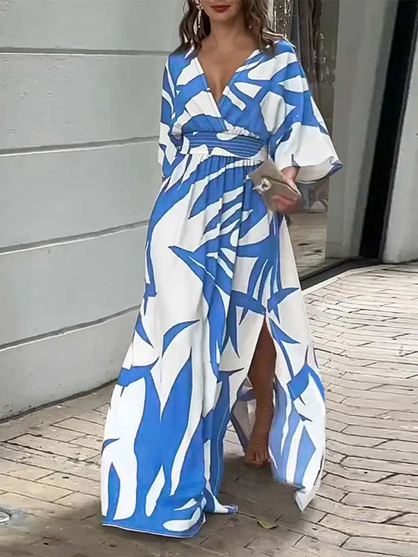 Slit Printed  Maxi Dress -BazaarBey - www.shopbazaarbey.com