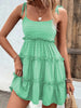 Frill Spaghetti Strap Tiered Dress -BazaarBey - www.shopbazaarbey.com