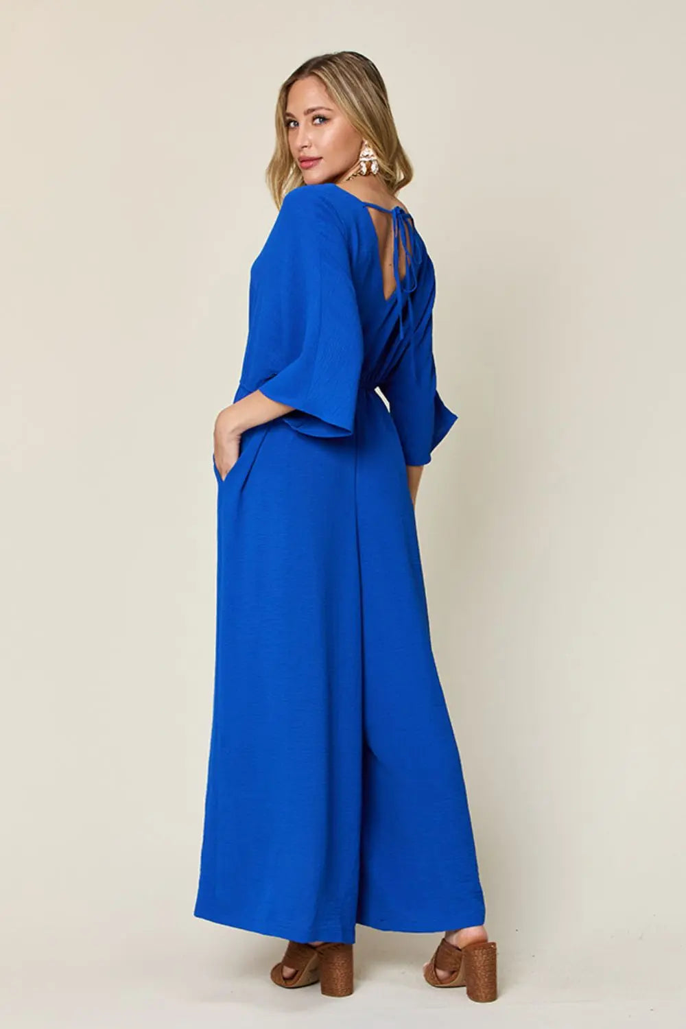   Half Sleeve Wide Leg Jumpsuit Trendsi