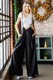 First Love Drawstring Back Spaghetti Strap Wide Leg Overall Trendsi