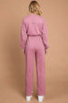   Button Up Drawstring Waist Straight Jumpsuit Trendsi