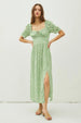  Floral Smocked Back Slit Dress -BazaarBey - www.shopbazaarbey.com