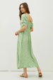  Floral Smocked Back Slit Dress -BazaarBey - www.shopbazaarbey.com