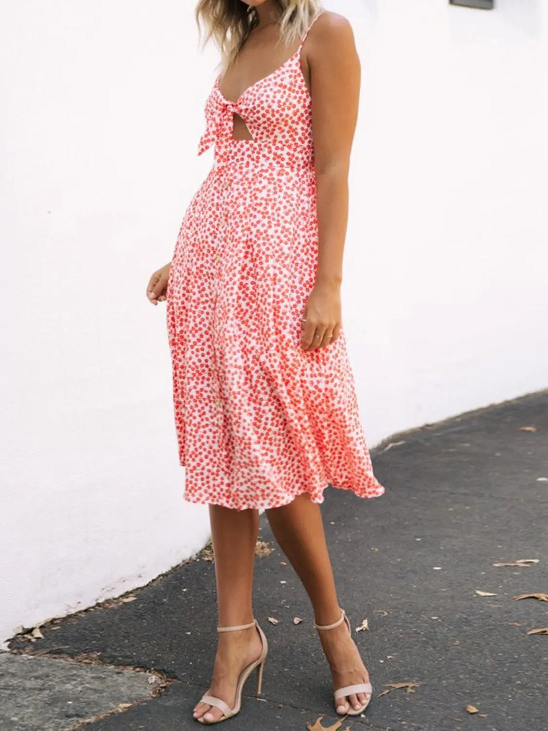 Cutout Smocked Sweetheart Neck Cami Dress -BazaarBey - www.shopbazaarbey.com