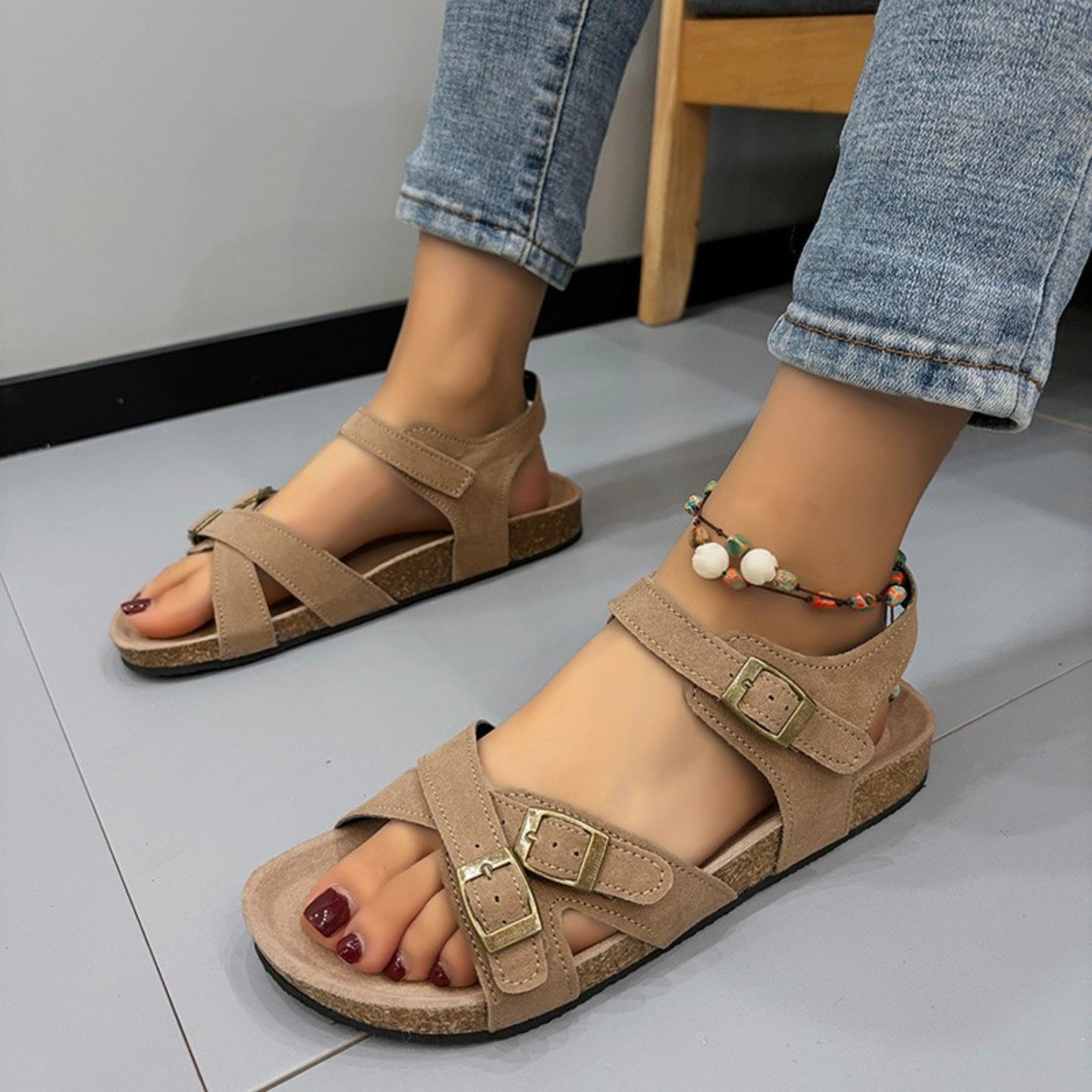 Open Toe Flat Buckle Sandals Trendsi