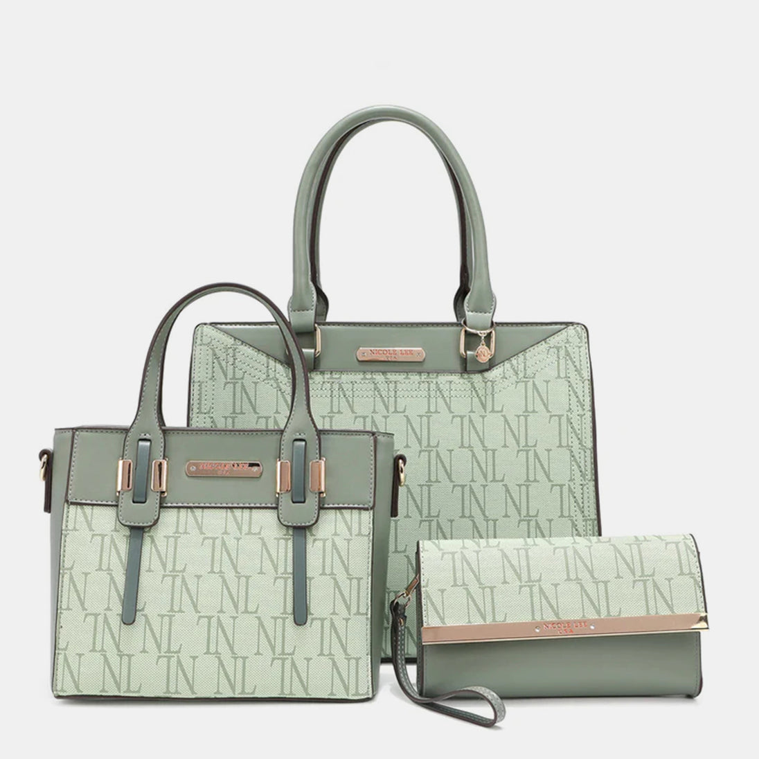  3-Piece Letter Print Texture Handbag Set Trendsi