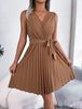 Tied  Sleeveless Pleated Dress -BazaarBey - www.shopbazaarbey.com