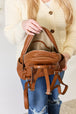  PU Leather Woven Backpack Trendsi