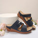 Flower PU Leather Wedge Sandals Trendsi