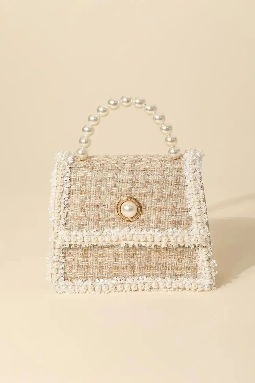  Pearly Trim Woven Handbag Trendsi