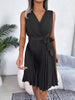 Tied  Sleeveless Pleated Dress -BazaarBey - www.shopbazaarbey.com