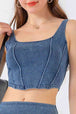 Seam Detail Cropped Denim Tank Bazaarbey