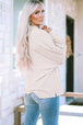 Collared Neck Half Button Long Sleeve Blouse Trendsi