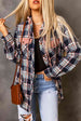 Plaid Drawstring Hooded Jacket with Pockets Trendsi