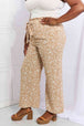 Heimish Right Angle Full Size Geometric Printed Pants in Tan Bazaarbey