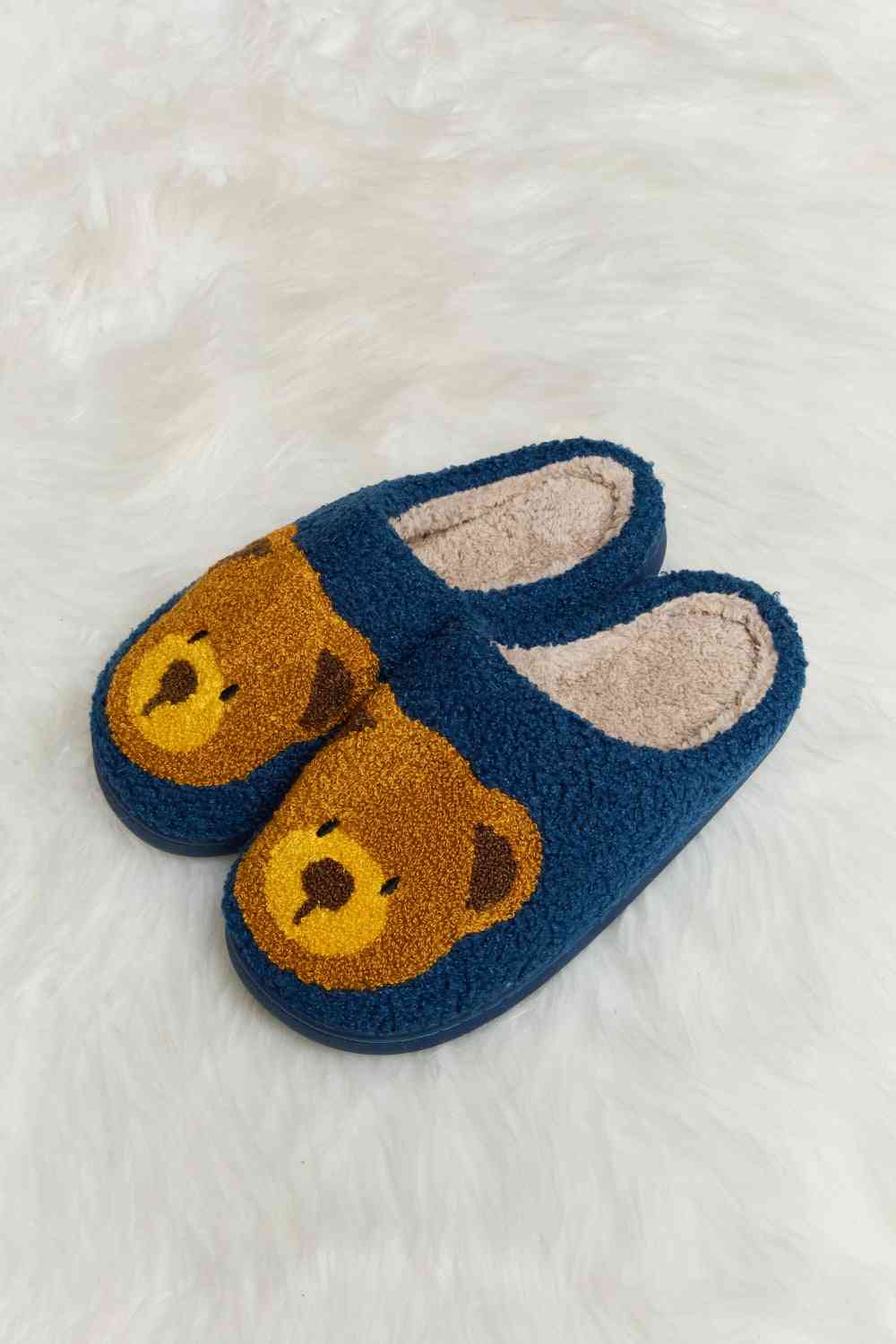 dy Teddy Bear Print Plush Slide Slippers Trendsi