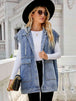 Hooded Sleeveless Denim Top with Pockets Bazaarbey