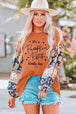 Slogan Graphic Floral Long Sleeve Top Bazaarbey