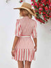 Striped Half Sleeve Tie Waist Mini Dress -BazaarBey - www.shopbazaarbey.com