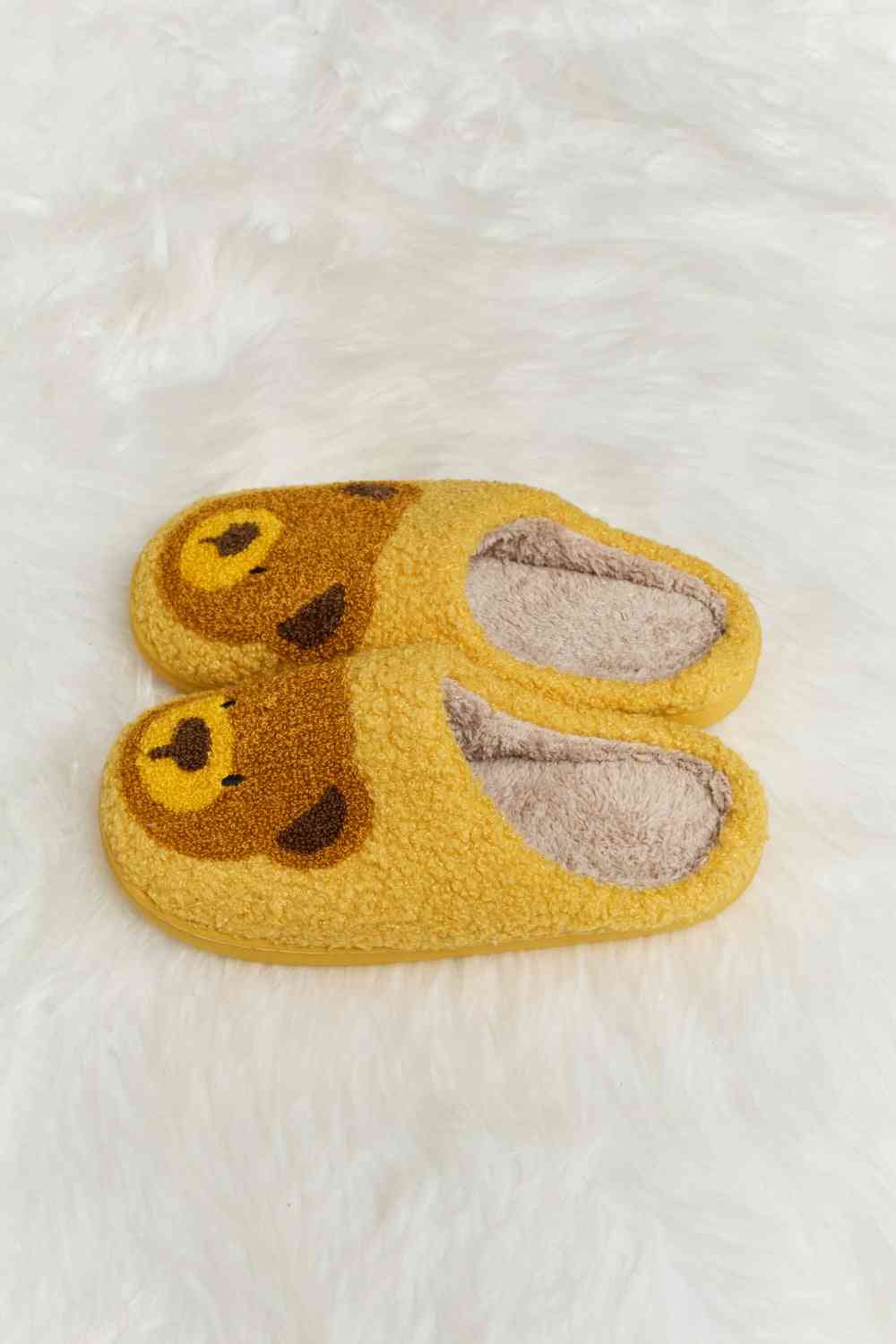 dy Teddy Bear Print Plush Slide Slippers Trendsi