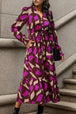 Printed Tied Pocketed Lantern Sleeve Dress Bazaarbey