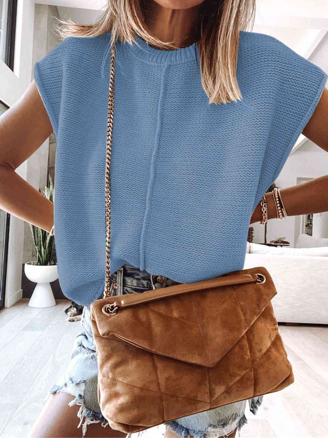 Cap Sleeve Sweater Vest Trendsi