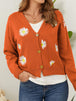 Flower Button Front Dropped Shoulder Cardigan Trendsi