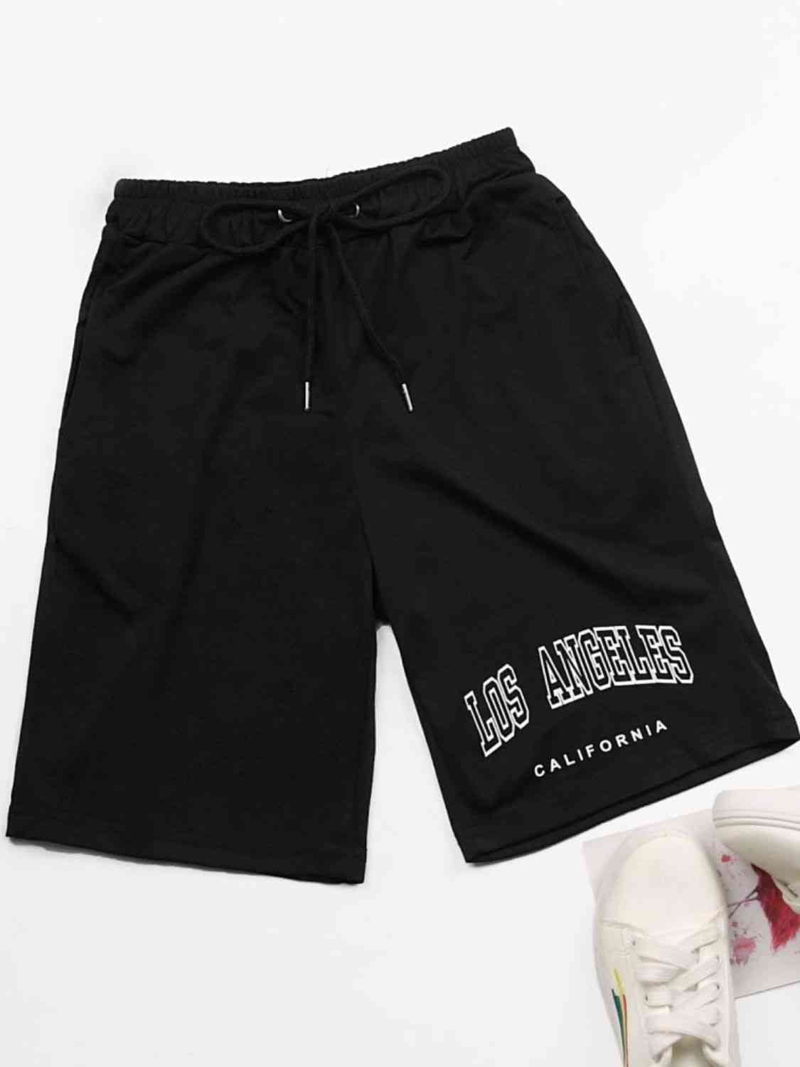 LOS ANGELES CALIFORNIA Graphic Drawstring Shorts Trendsi