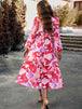 Printed V-Neck Long Sleeve Midi Dress -BazaarBey - www.shopbazaarbey.com