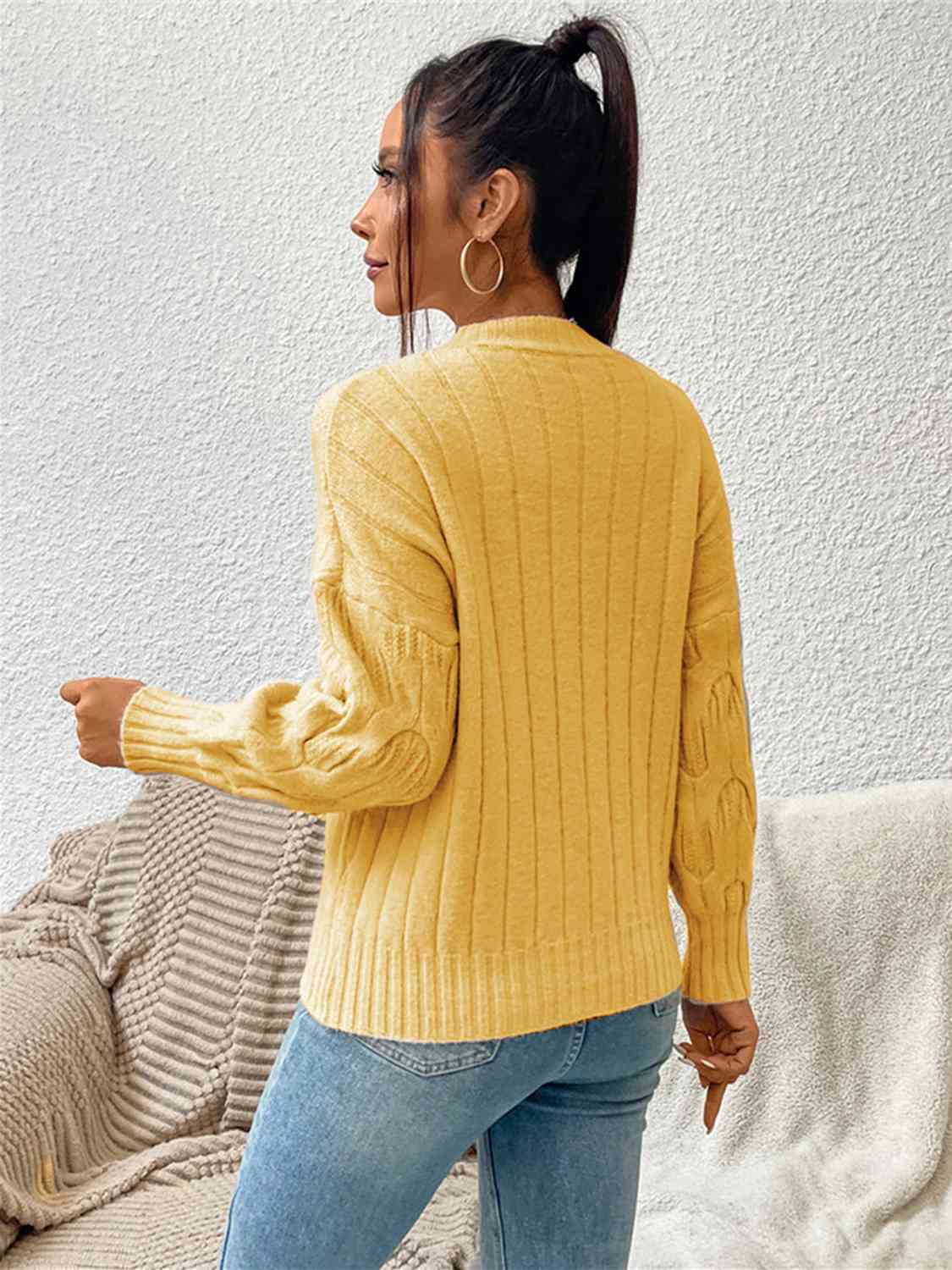 Round Neck Long Sleeve Sweater Bazaarbey