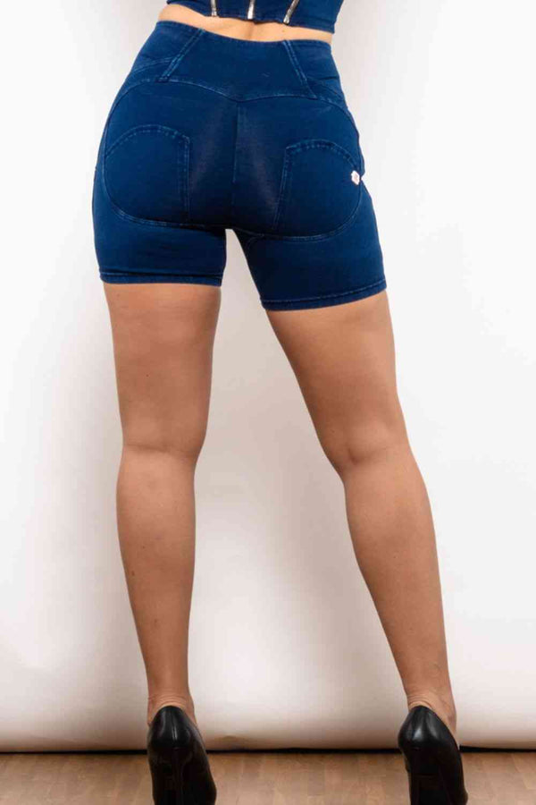 Full Size Side Stripe Zip Closure Denim Shorts Bazaarbey