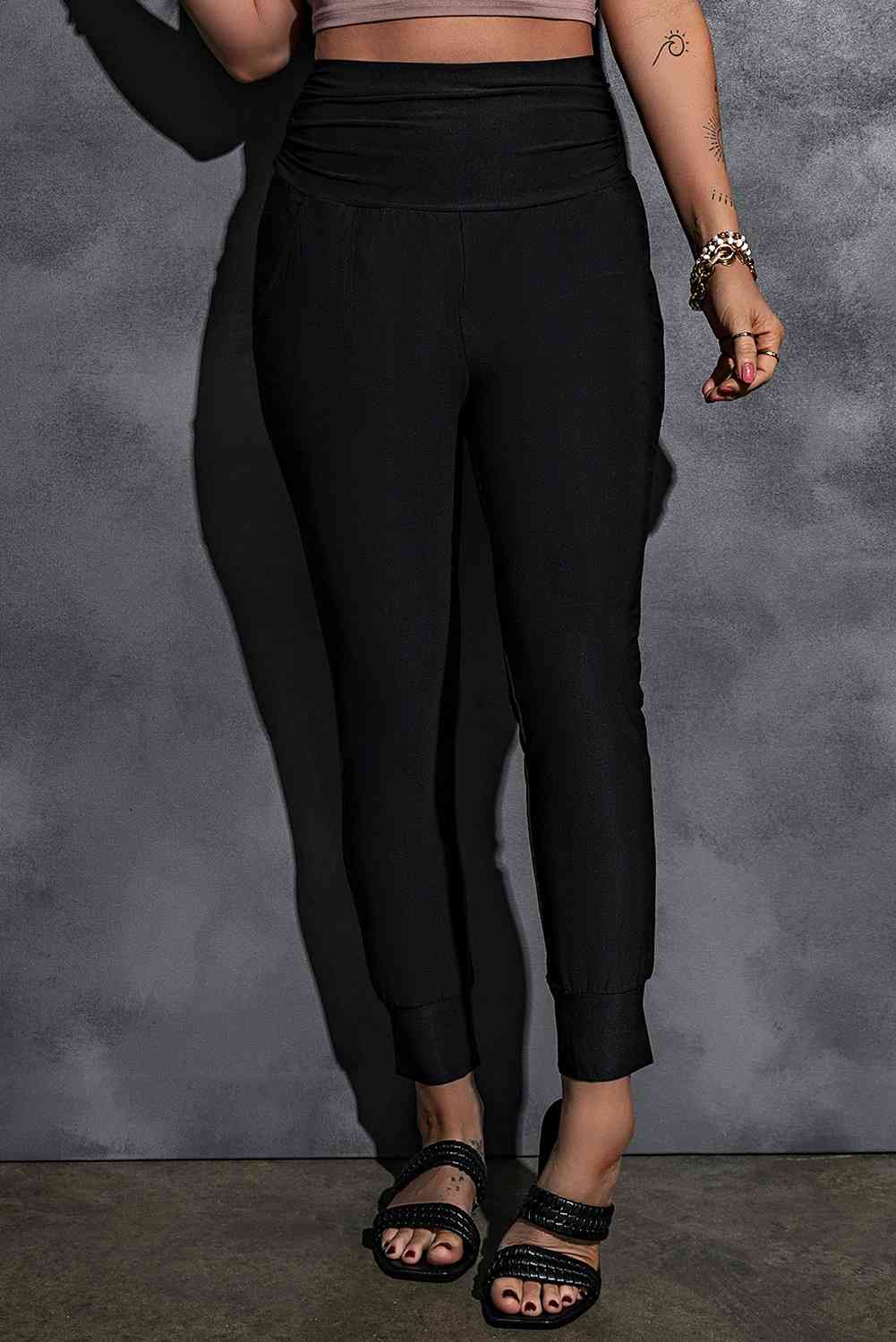 High-Rise Wide Waistband Joggers Bazaarbey