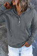 Dropped Shoulder Long Sleeve Hoodie with Pocket Trendsi