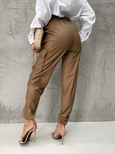 Tied High Waist Pants with Pockets Bazaarbey