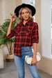 Plaid Curved Hem Long Sleeve Shirt Bazaarbey