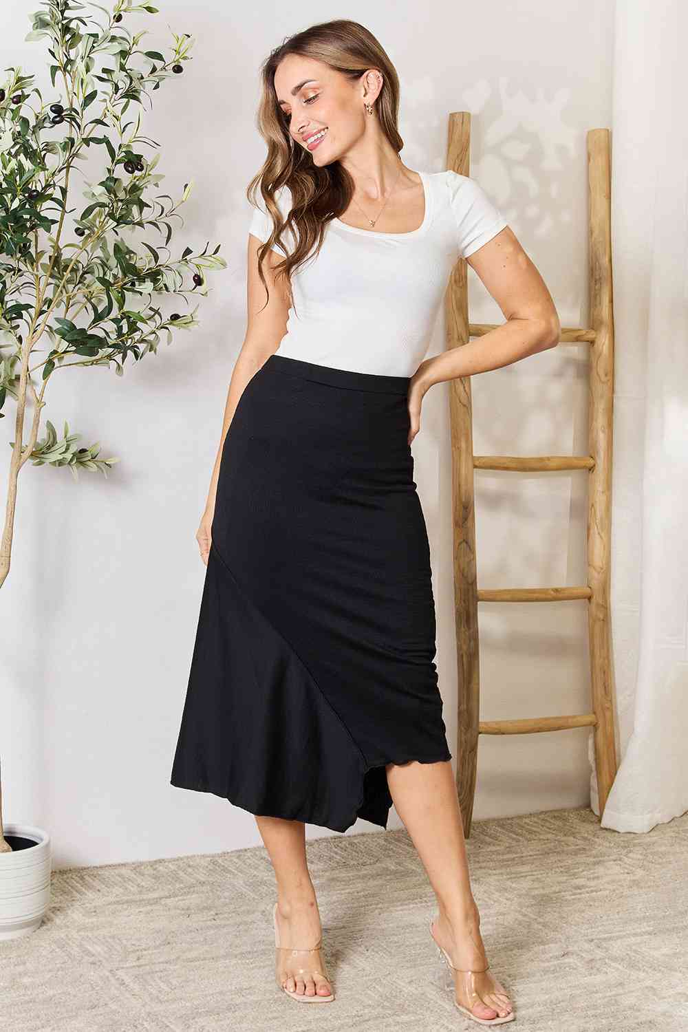  Full Size High Waist Midi Skirt Trendsi