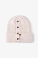 Button Detail Rib-Knit Cuff Beanie Trendsi