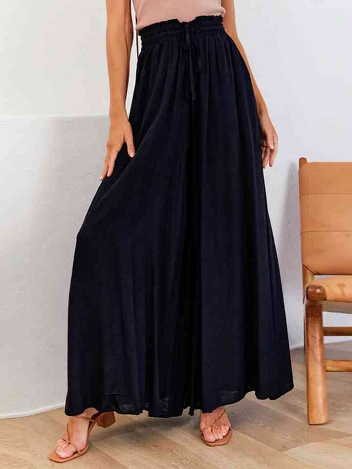 Drawstring Waist Wide Leg Pants Bazaarbey