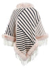 Striped Fringe Hem Poncho Bazaarbey